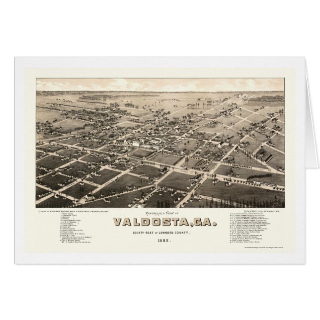 Valdosta, mapa panorámico del GA - 1885 (Anverso (Horizontal))