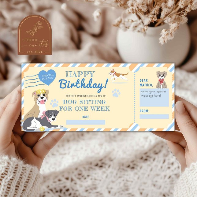 Vale de regalo de cumpleaños por cuidar perros (Subido por el creador)