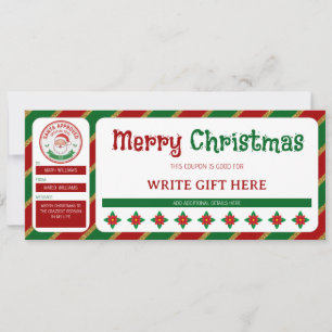 Vale de regalo de Navidad aprobado por Santa