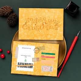 Vale de regalo de Navidad con patrón naranja de Na