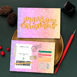 Vale de Regalo de Navidad con Patrón Rosa Púrpura