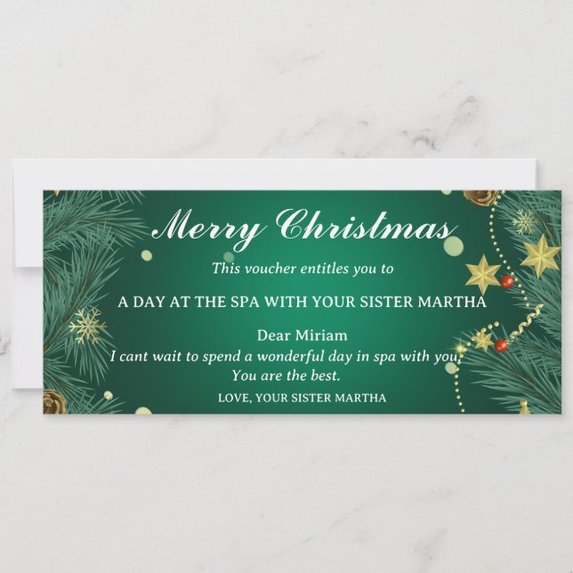 Vale de regalo de Navidad de retiro en Spa (Anverso)