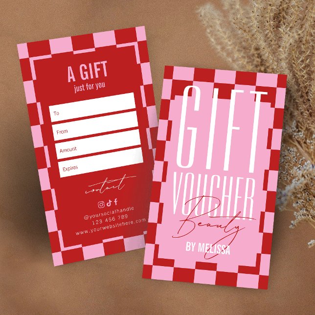 Vale de regalo de Spa Rosa y Rojo Retro de Moda (Subido por el creador)
