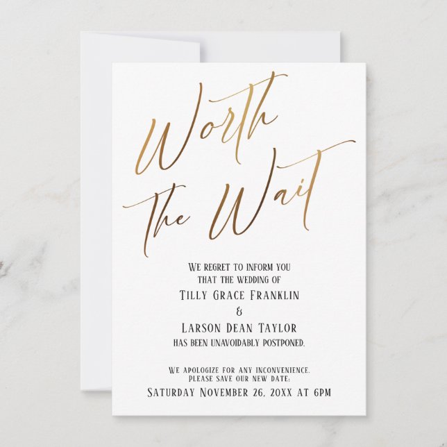 Vale la pena la Invitación Boda aplazada de espera (Anverso)