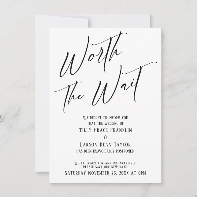 Vale la pena la Invitación Boda aplazada de espera (Anverso)