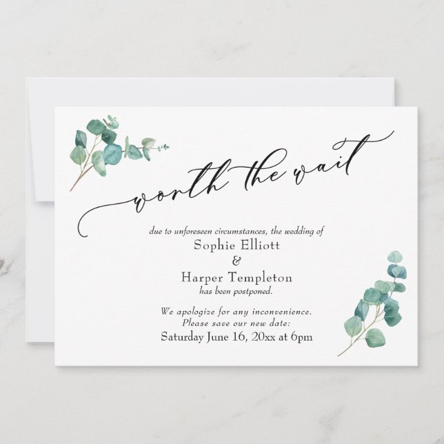 Vale la pena la tarjeta Boda de Espera de Eucalypt (Anverso)