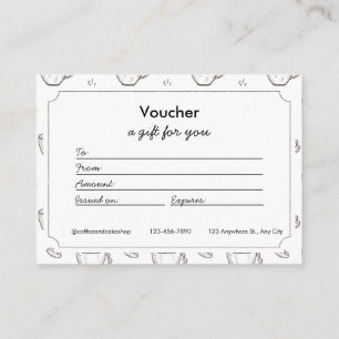 Vale y Certificados de Regalo de Pequeña Cafetería