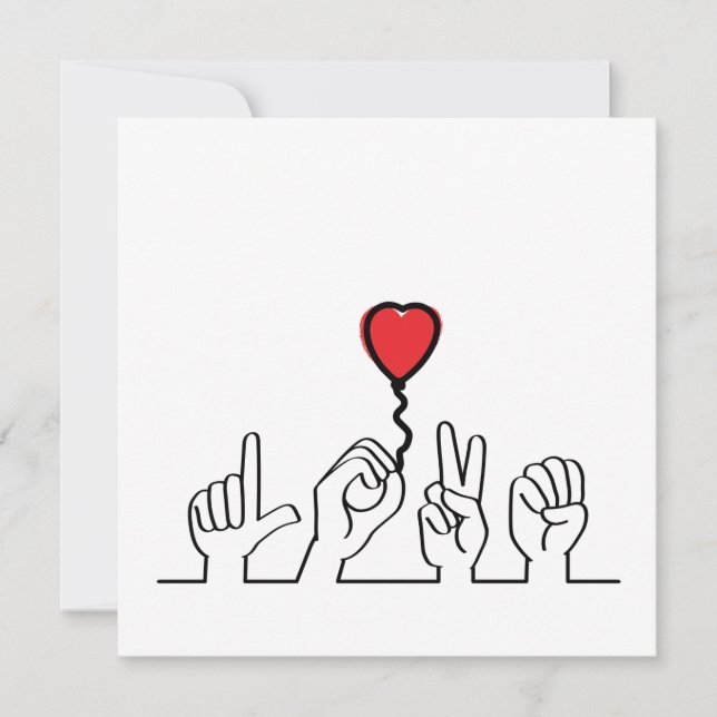 Valentijnsdag. Doof, gebarentaal love - liefde. (Anverso)