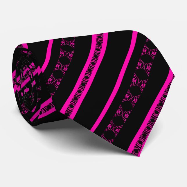 VALENTIN – Corbata Negra y Fuchsia (Enrollado)