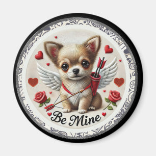Valentine Angel Chihuahua - imán redondo - sé mío