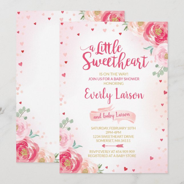 Valentine Baby Shower Invitación Bebé (Anverso / Reverso)