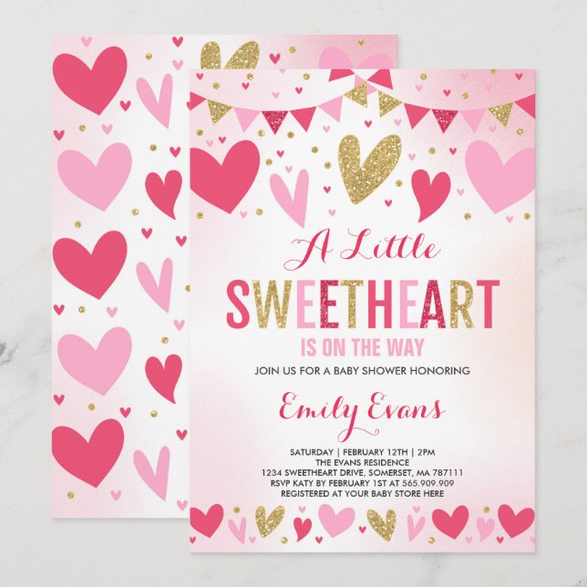 Valentine Baby Shower Invitación Bebé (Anverso / Reverso)