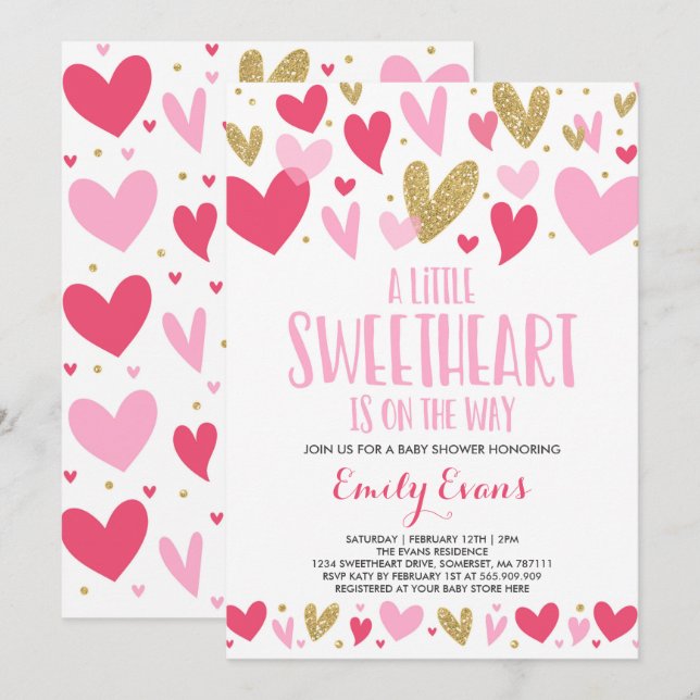 Valentine Baby Shower Invitación Bebé (Anverso / Reverso)