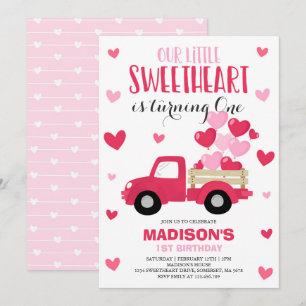 Valentine Birthday Invitación Truck Rojo