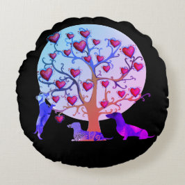 Valentine Dachshund Corazones Rodeando cojín de la