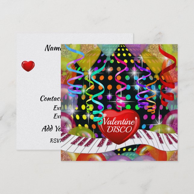 Valentine Disco Dance Invitación (Anverso / Reverso)