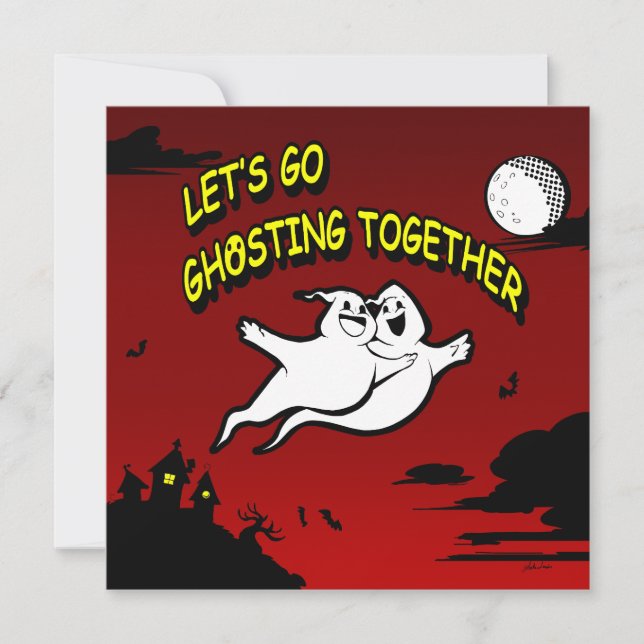 Valentine Halloween Ghosting Guardar la tarjeta de (Anverso)