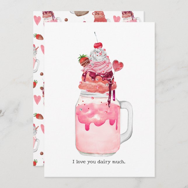 Valentine Heart Milkshake Te Amo Tarjeta Pun (Anverso / Reverso)