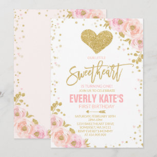 Valentine Invitación de cumpleaños Cariño Oro Rosa