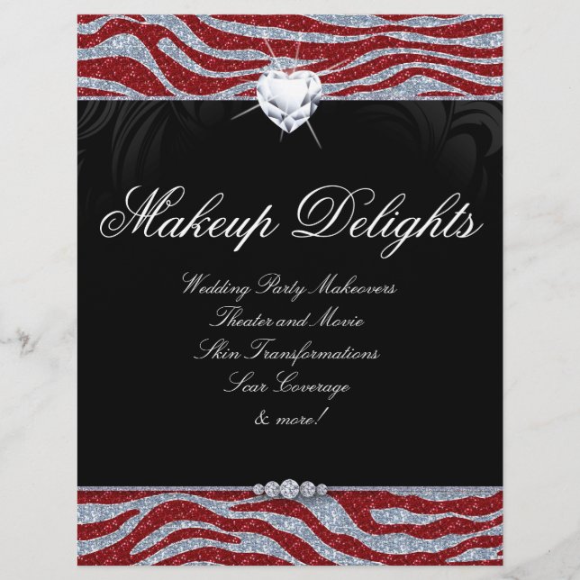 Valentine Jewelry Flyer Hair Salon Zebra Purpurina (Frente)