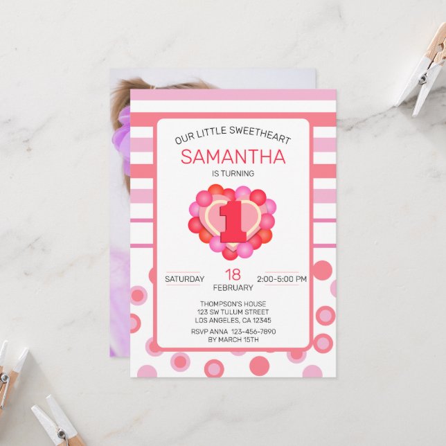 Valentine Kids Birthday con plantilla de foto (Anverso/Reverso In Situ)