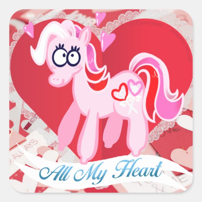 Valentine My Little Pony All My Heart Pegatinas (Anverso)