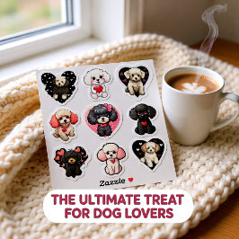 Valentine Poodle Dog conjunto de 9 pegatinas