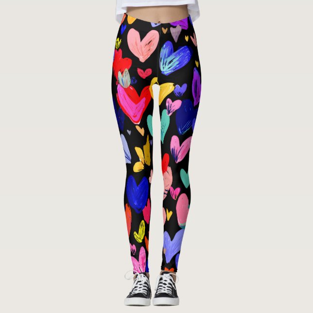 Valentine’s Day Leggings – Romantic Heart Pattern  (Anverso)
