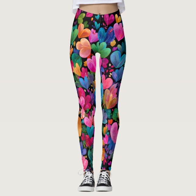 Valentine’s Day Leggings – Romantic Heart Pattern  (Anverso)