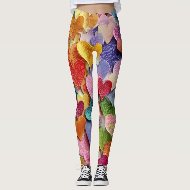 Valentine’s Day Leggings – Romantic Heart Pattern  (Anverso)