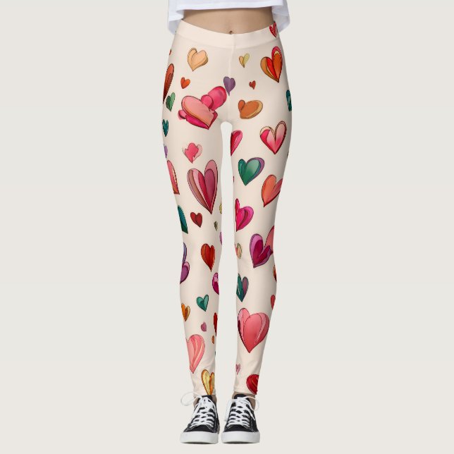 Valentine’s Day Leggings – Romantic Heart Pattern  (Anverso)
