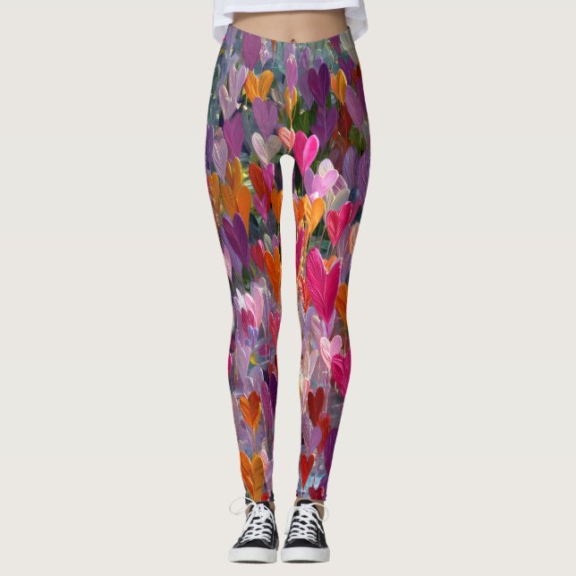 Valentine’s Day Leggings – Romantic Heart Pattern  (Anverso)