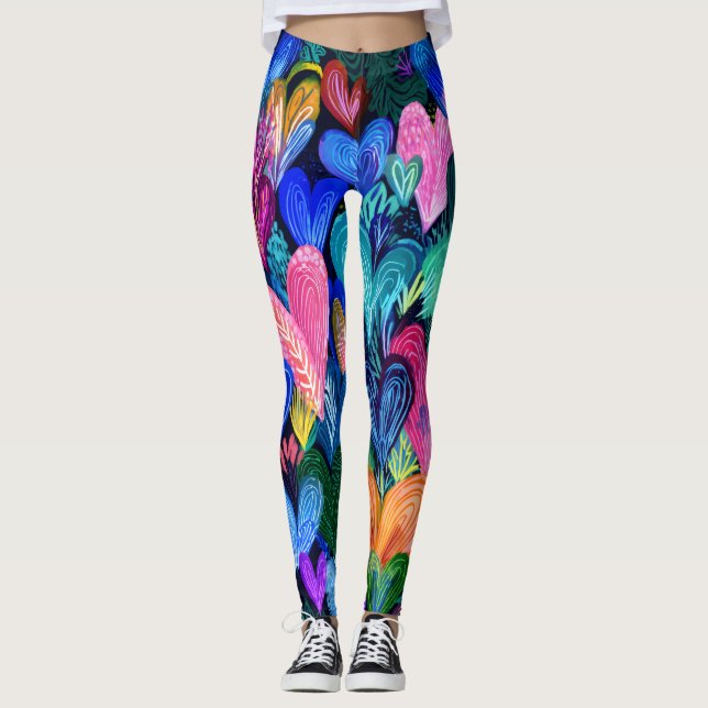 Valentine’s Day Leggings – Romantic Heart Pattern  (Anverso)