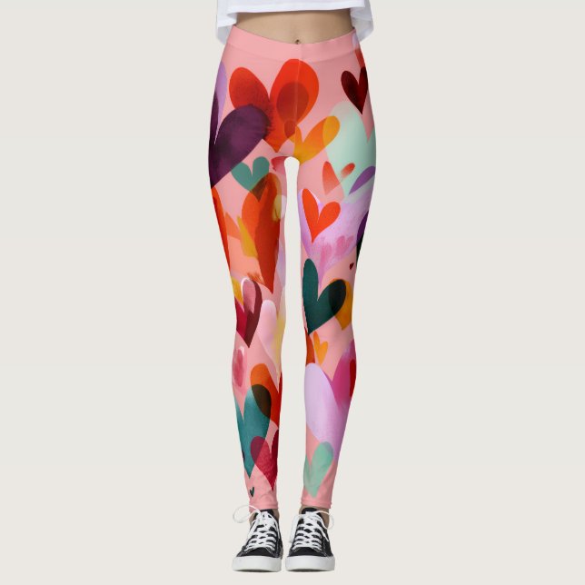 Valentine’s Day Leggings – Romantic Heart Pattern  (Anverso)