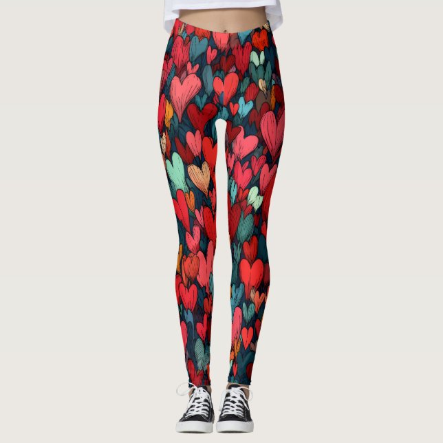 Valentine’s Day Leggings – Romantic Heart Pattern  (Anverso)