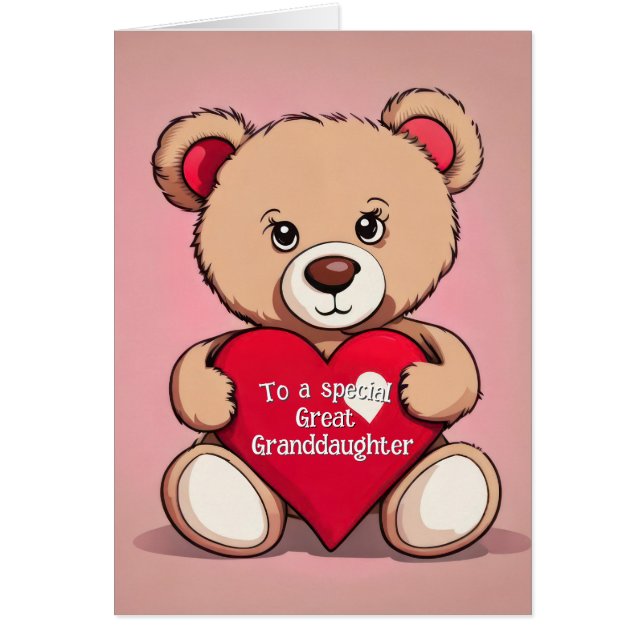 Valentine Teddy Bear Para La Gran Nieta (Frente)