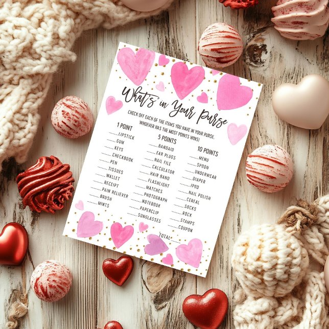 Valentine what on your purse baby shower game card (Subido por el creador)