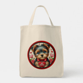 Valentine Yorkie Be Mine Bolsa de compras reutiliz