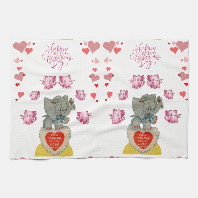 valentines ama toalla de mano de cocina Elephant (Horizontal)