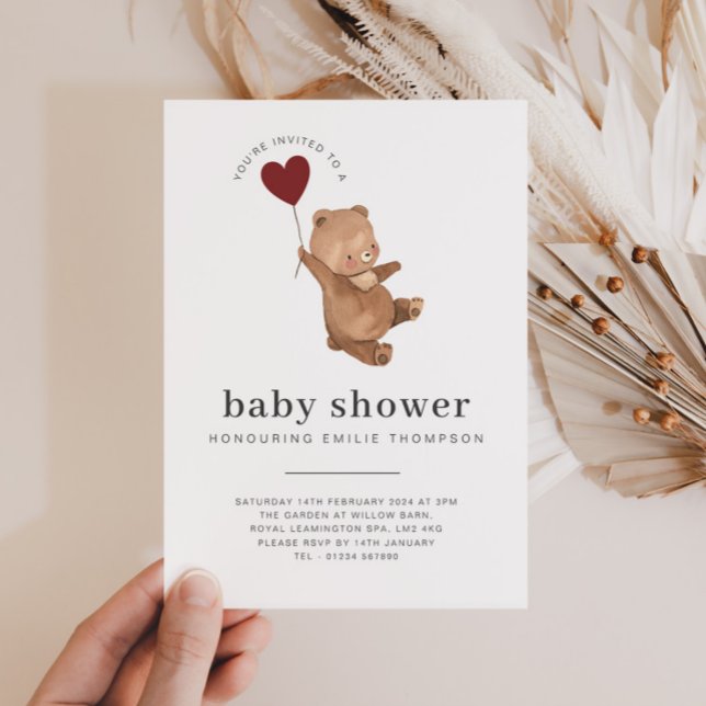 Valentines Bear Invitación a Baby Shower (Subido por el creador)