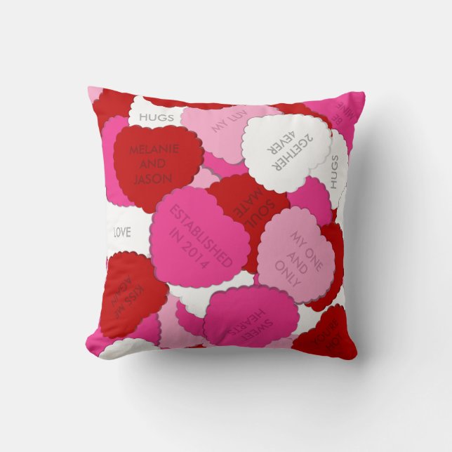 Valentines Candy Hearts Personalizados Almohada Cu (Anverso)