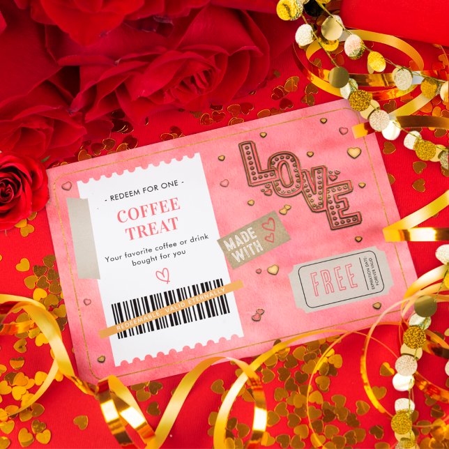 Valentine's Day Coffee Treat Love Couples Coupon (Subido por el creador)