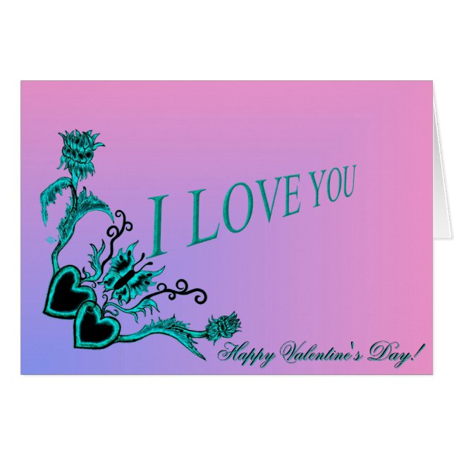 Valentine's Day - Flower Heart and Butterfly (Anverso (Horizontal))