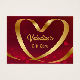 Valentine's Day Gold Heart Ribbon Red Gift Card
