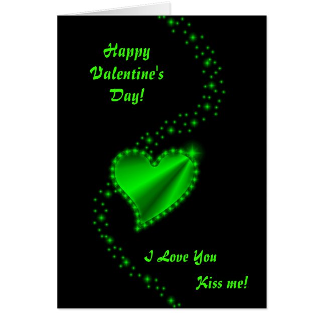 Valentine's Day  - green Rainbow heart on black (Frente)