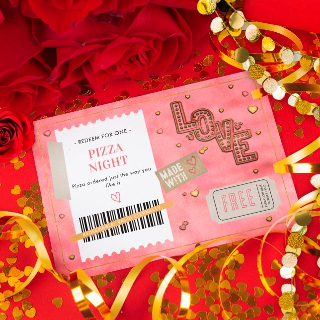 Valentine's Day Love Couples Pizza Night Coupon (Subido por el creador)