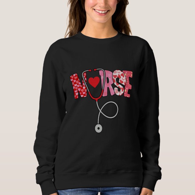 Valentines Day Nurse Heart Nursing Scrub Top RN Wo (Anverso)