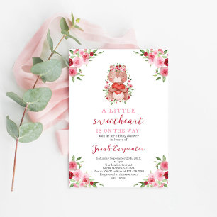 Valentines Teddy Bear Invitación a Baby Shower