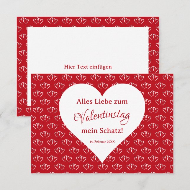 Valentinskarte: Zwei verbundene Herzen -  (Anverso / Reverso)