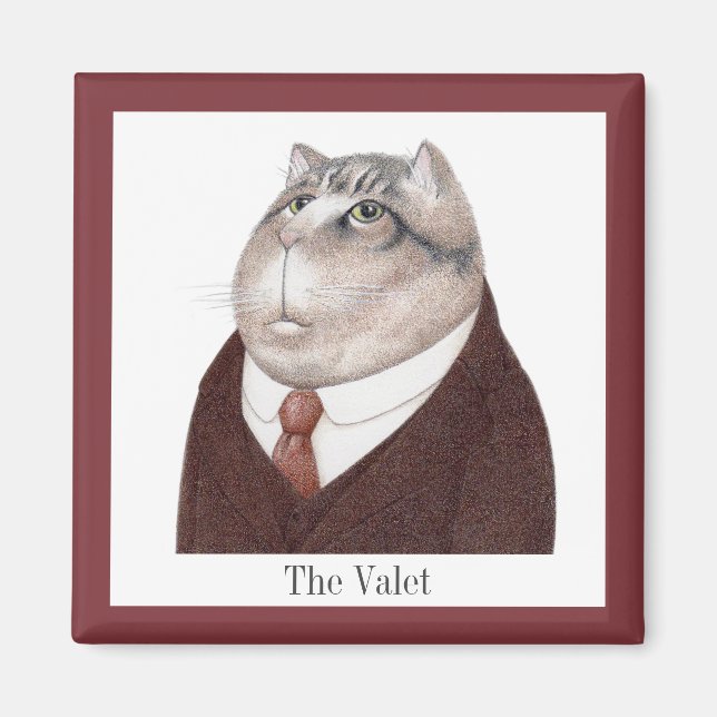 VALET CAT, imán cuadrado + texto (Frente)
